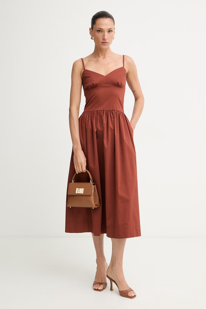Morgan φόρεμα βαμβάκι με ελαστάν RDADY 261.RDADY καφέ AW26