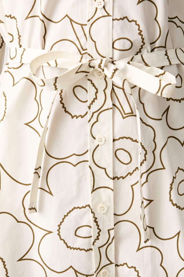 Marimekko obleka bombažna bež 095992