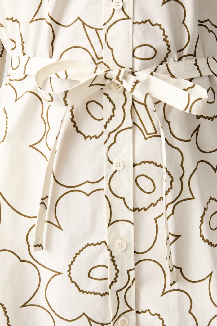 Marimekko obleka bombažna bež 095992