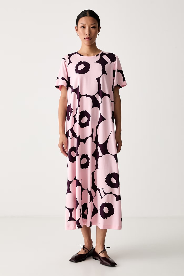 Marimekko рокля от памук розов 095918
