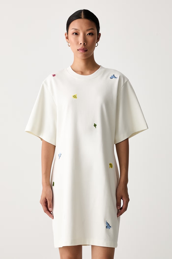 Marimekko рокля от памук с еластан бежов 095916