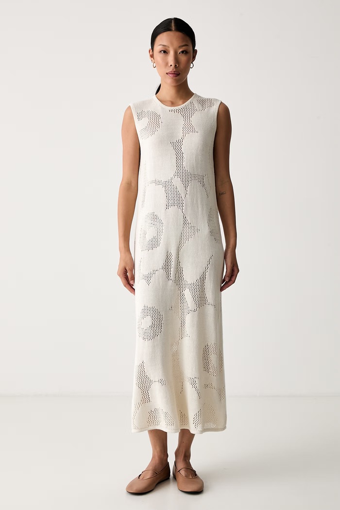 Marimekko рокля тип пуловер от лен бежов 095708
