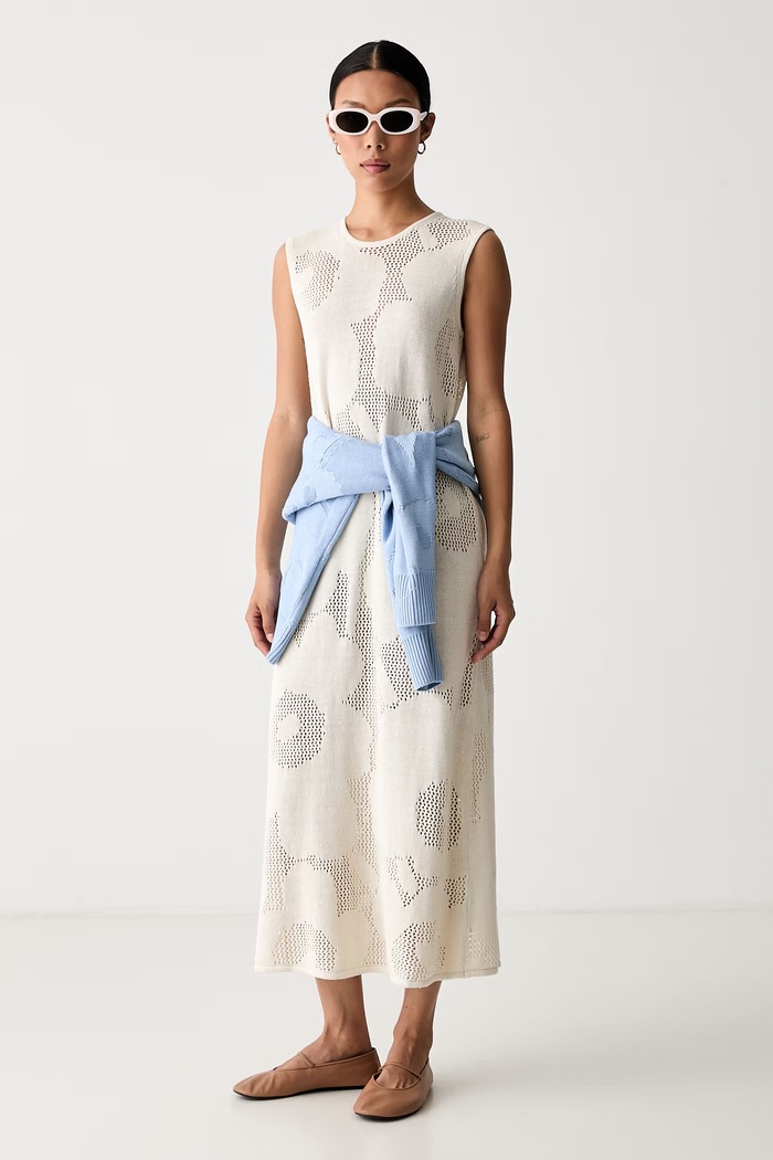 Marimekko рокля тип пуловер от лен 095708 бежов AW26