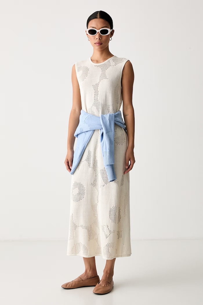 Marimekko рокля тип пуловер от лен 095708 бежов AW26