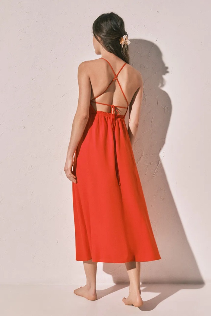 women'secret kiszélesedő ruha lenvászonnal 5543722 piros AW26