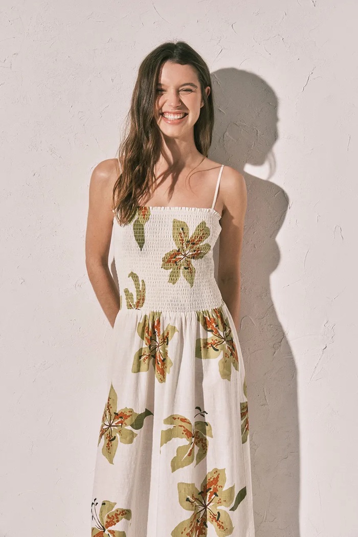 Odzież women'secret sukienka letnia bawełniana z elastanem 4923674 beżowy