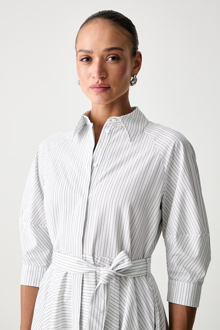 BOSS sukienka rozkloszowana bawełniana Debeca biały 50567169