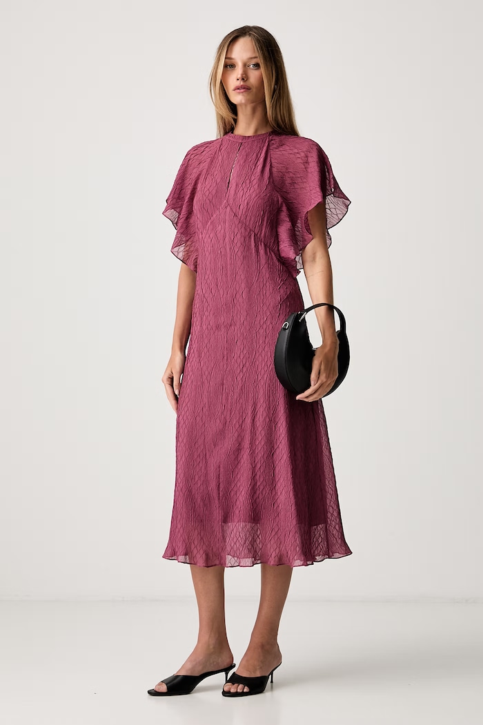 BOSS sukienka letnia Dacope 50563780 bordowy AW26