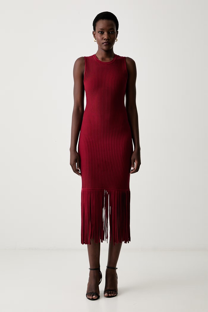 DKNY sukienka sweterkowa z bawełną bordowy P6EUAD33