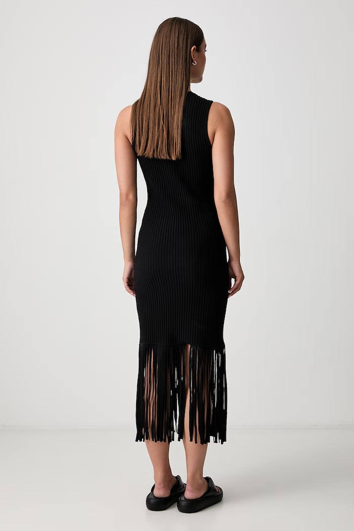 Îmbrăcăminte DKNY rochie tricotată cu bumbac P6EUAD33 negru