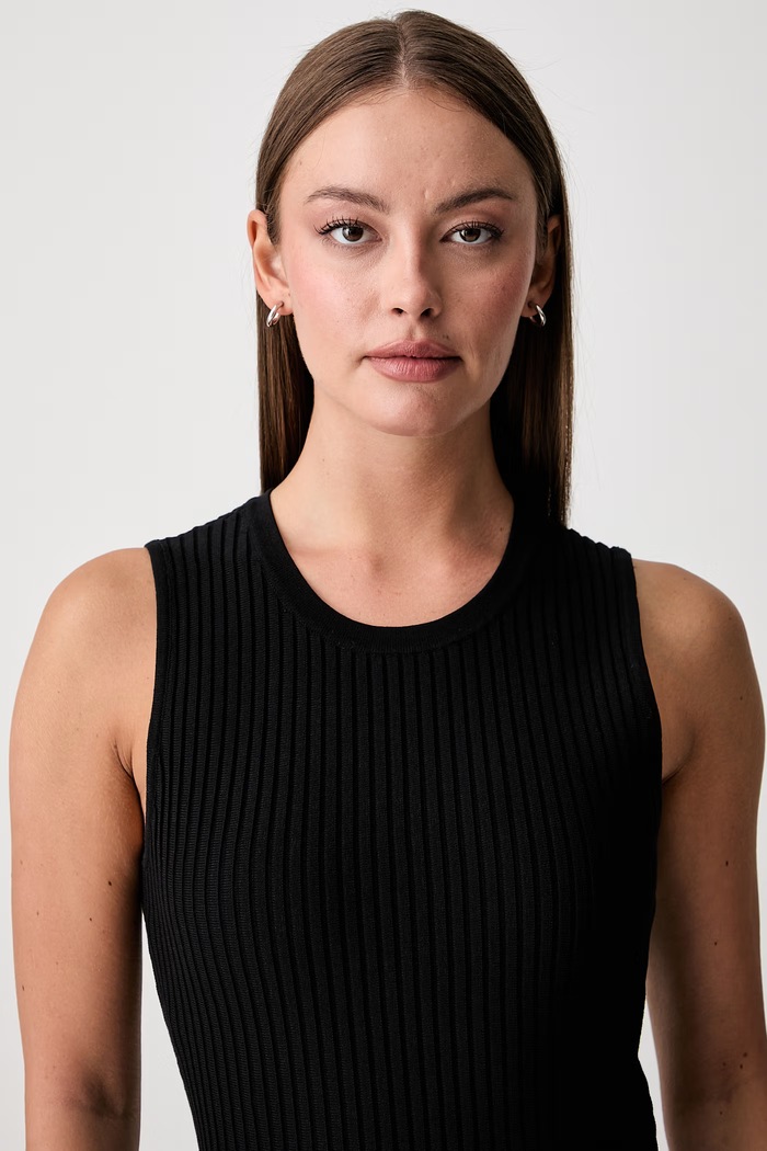 DKNY rochie tricotată cu bumbac negru P6EUAD33