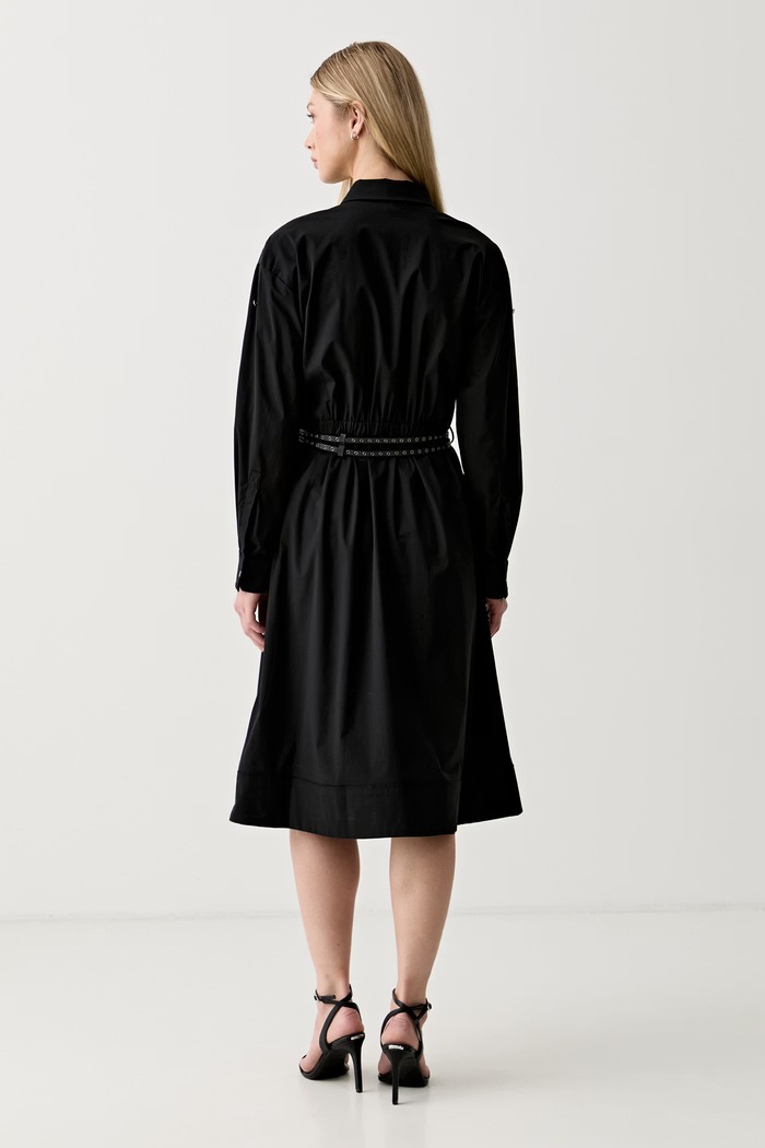 Odzież DKNY sukienka rozkloszowana bawełniana z elastanem P6EB0F68 czarny
