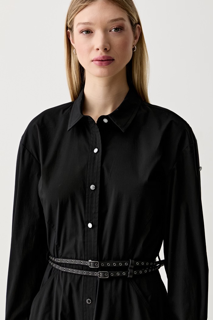 DKNY sukienka rozkloszowana bawełniana z elastanem czarny P6EB0F68