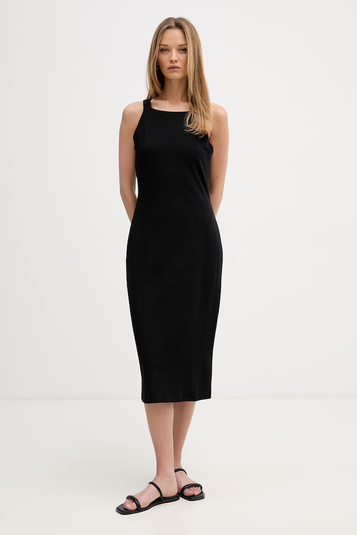 DKNY sukienka bawełniana z elastanem czarny P6DD0FNZ