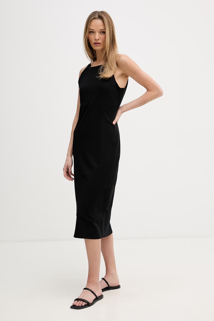 DKNY sukienka bawełniana z elastanem P6DD0FNZ czarny AW26