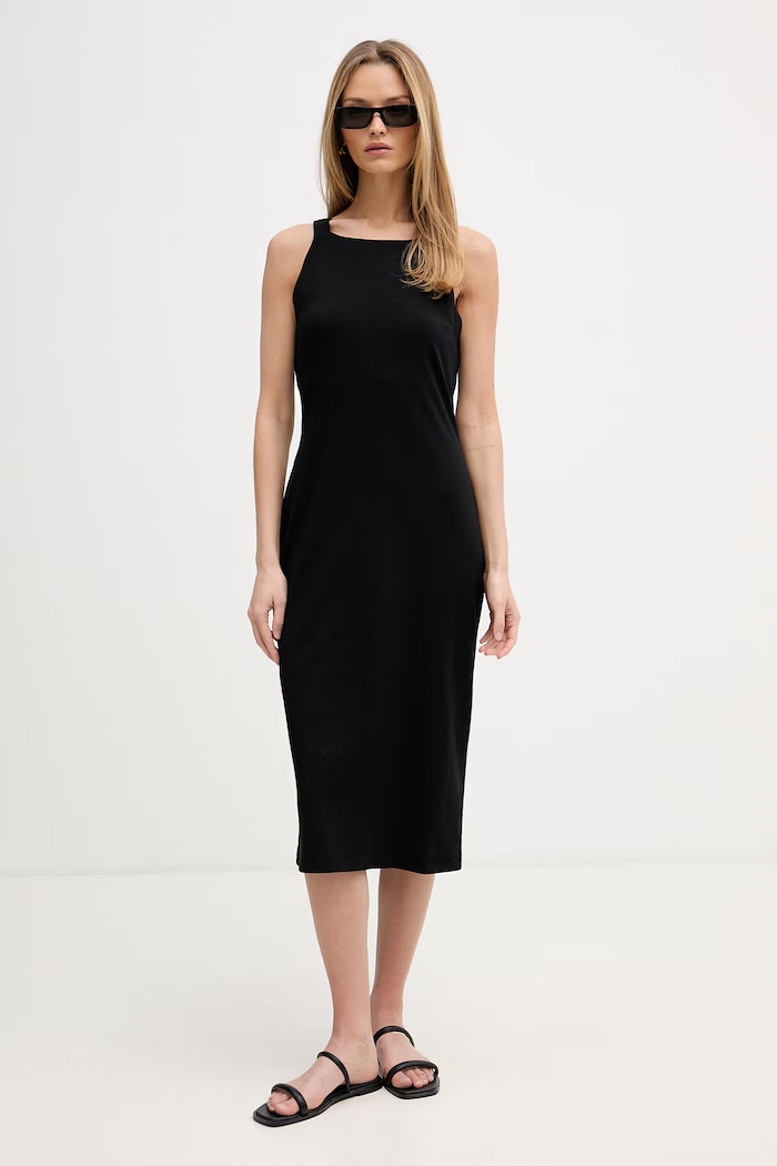 DKNY sukienka bawełniana z elastanem czarny P6DD0FNZ