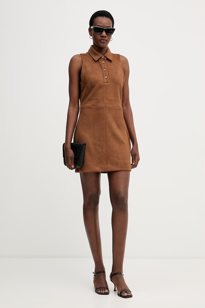 DKNY šaty s rozšíreným strihom DJ6D9265 hnedá AW26