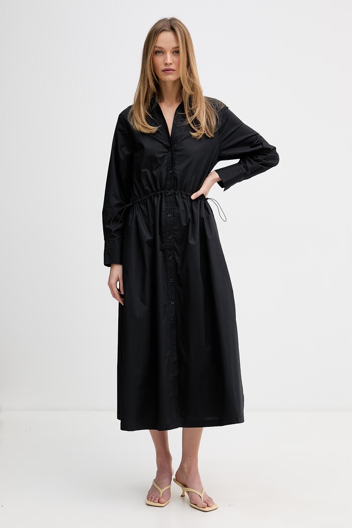 DKNY sukienka koszulowa bawełniana czarny DJ5D9081
