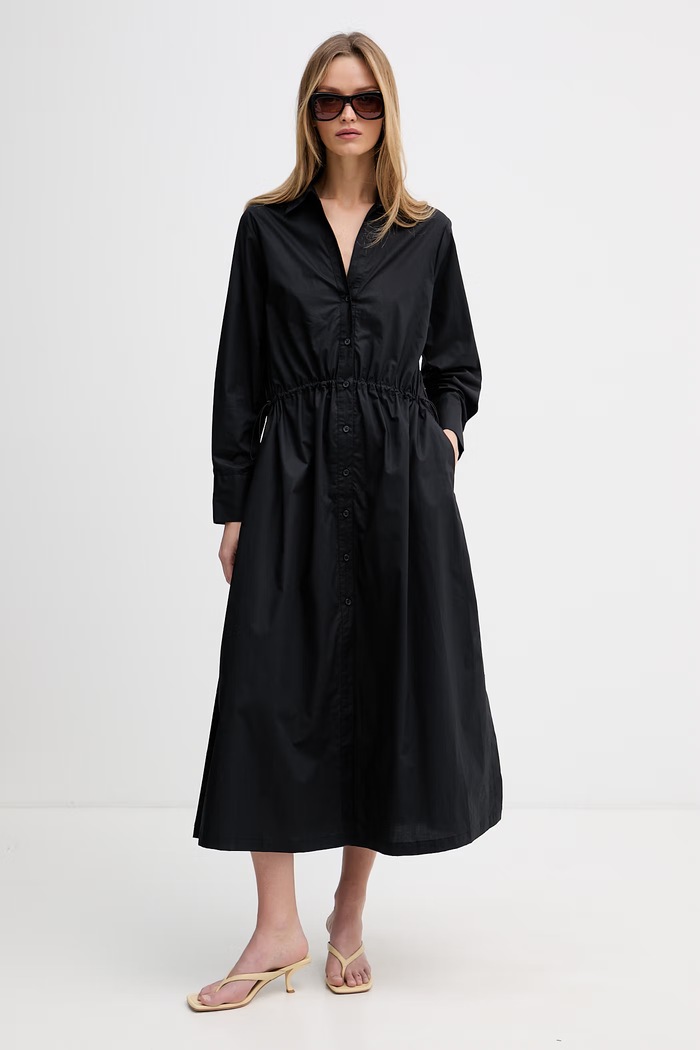 DKNY sukienka koszulowa bawełniana DJ5D9081 czarny AW26