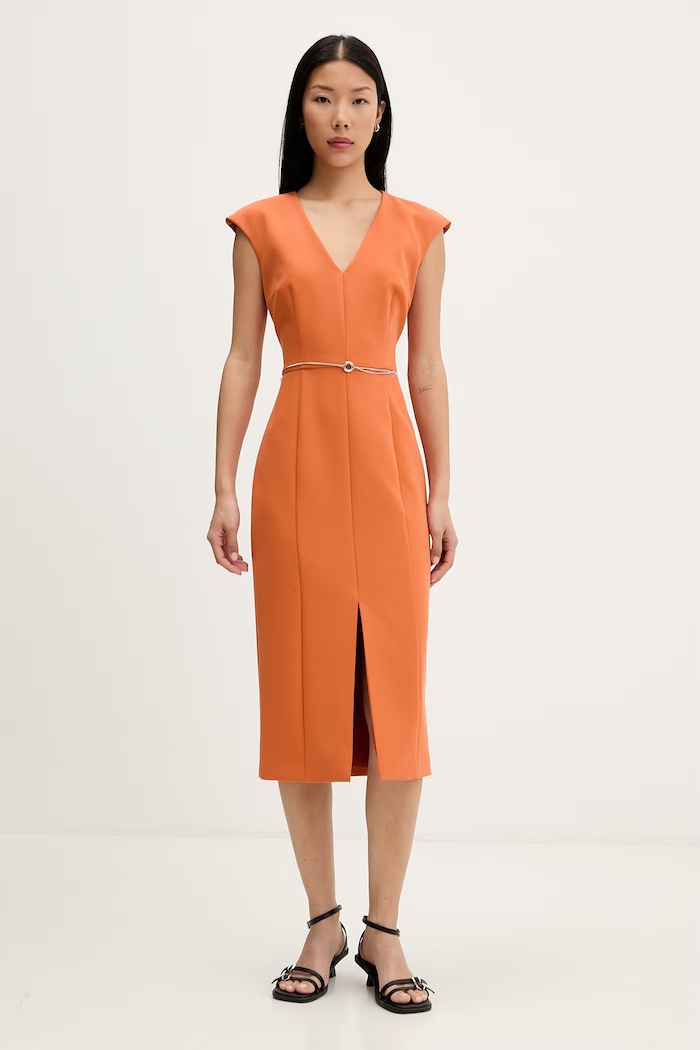 HUGO šaty s viskózou Katunina 50564822 oranžová AW26
