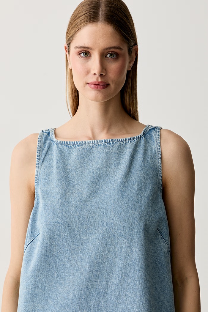 Calvin Klein Jeans φόρεμα ντένιμ μπλε LV047G730G