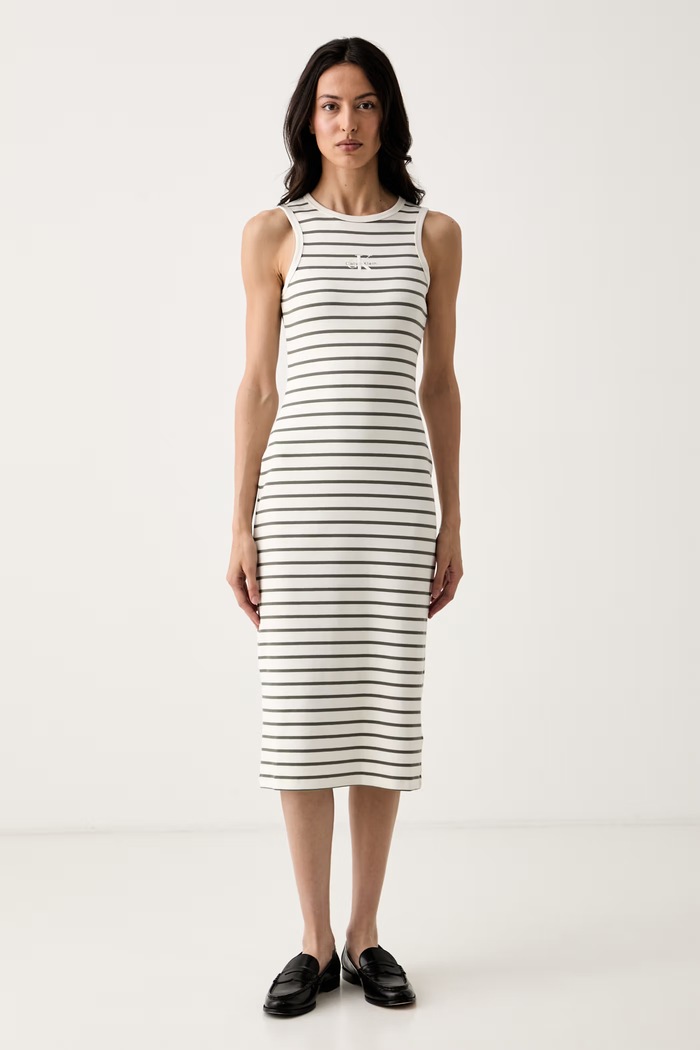 Calvin Klein Jeans bodycon haljina od pamuka s elastanom bež LV047G245G