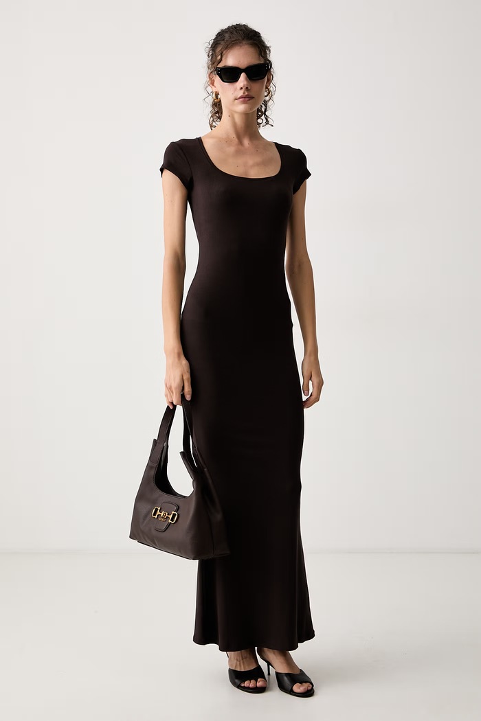 Guess Obleka z modalom V6YK06.K4696 rjava AW26