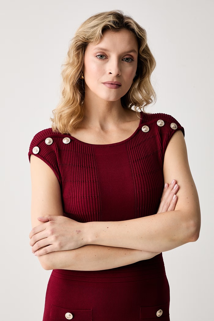Guess sukienka z wiskozą CARMEN bordowy W6YK34.Z0969