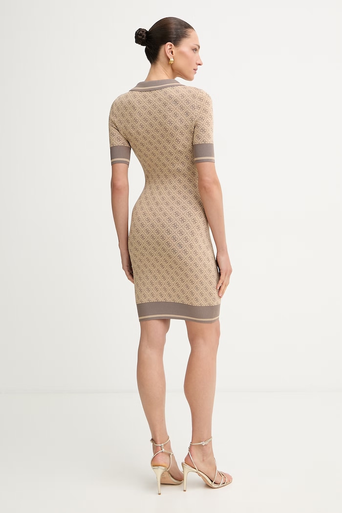 Ruházat Guess ruha viszkózzal LISE W6YK32.Z0963 bézs