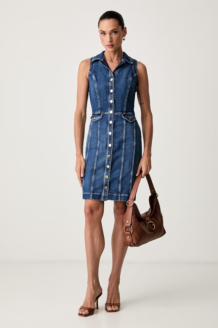 Guess ljetna haljina traper DESTINY W6YK24.D1763 plava AW26