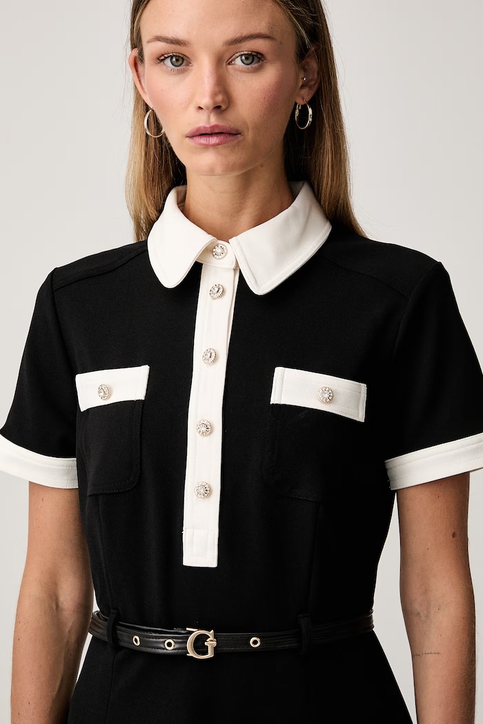 Guess sukienka rozkloszowana CLAUDIE czarny W6YK15.K4367