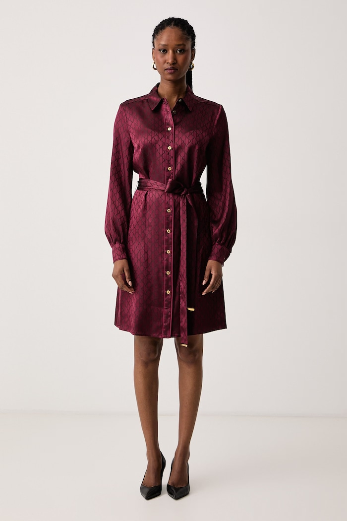 Marciano by Guess Rochie tip cămașă cu vâscoză SIENNA burgundia G6BK39.W4854