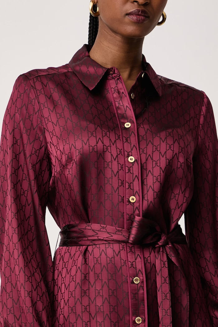 Rochie tip cămașă cu vâscoză SIENNA Marciano by Guess G6BK39.W4854 burgundia