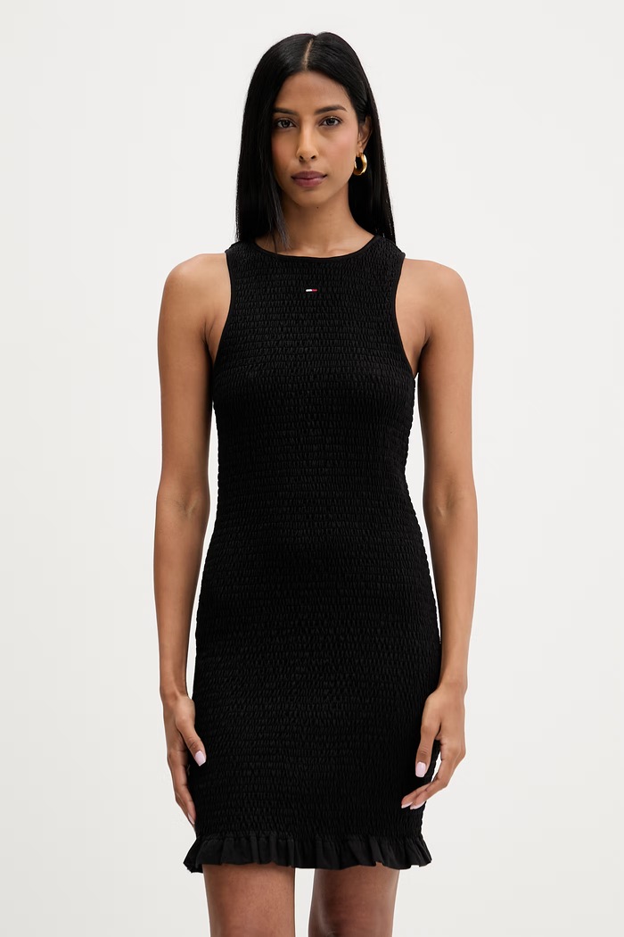 Tommy Jeans sukienka z bawełną czarny DW0DW23120