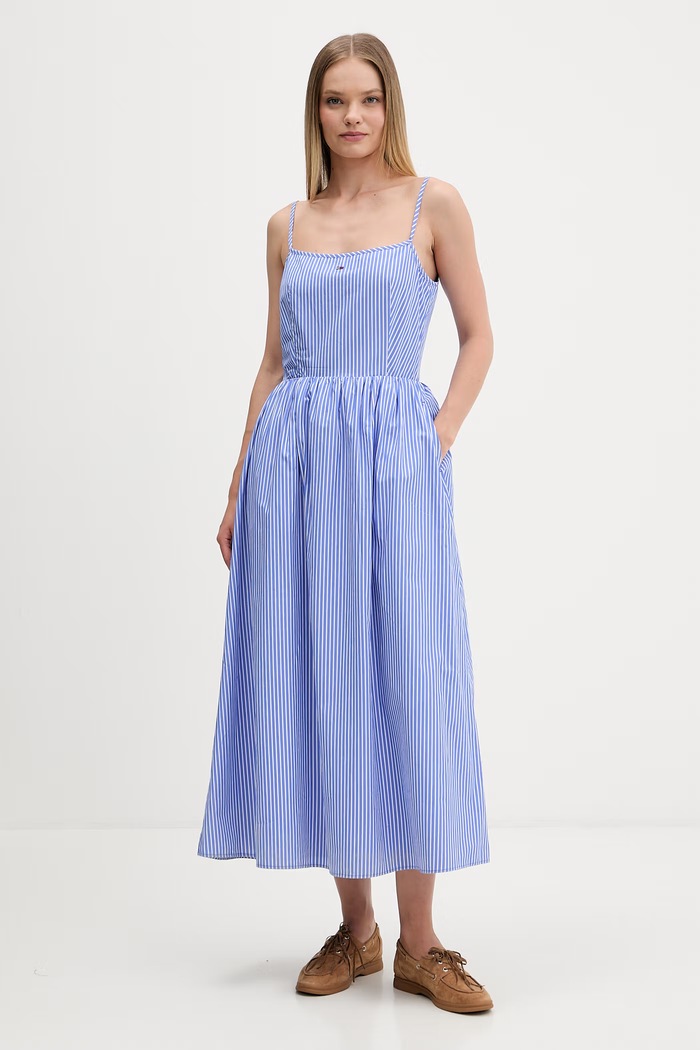 Tommy Jeans лятна рокля от памук син DW0DW23061
