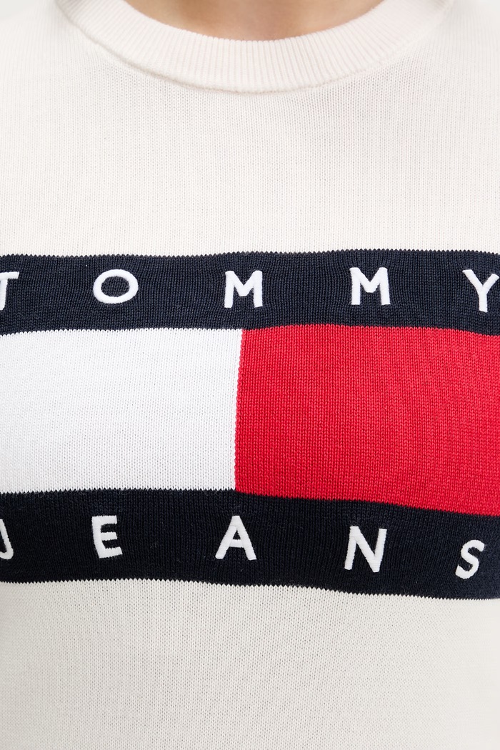 Tommy Jeans πουλόβερ βαμβακερό DW0DW22853 μπεζ