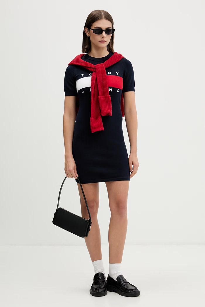 Tommy Jeans πουλόβερ βαμβακερό DW0DW22853 σκούρο μπλε AW26