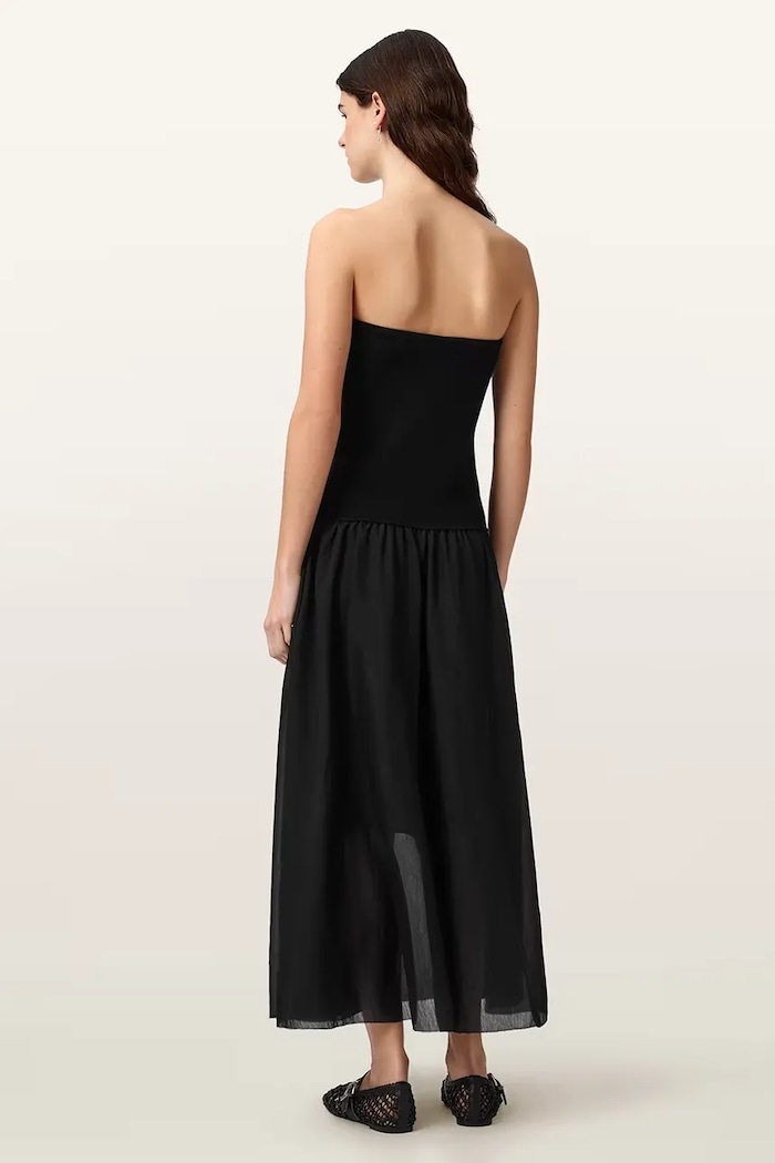 AllSaints bodycon šaty s viskózou TEGAN W183DE černá AW26