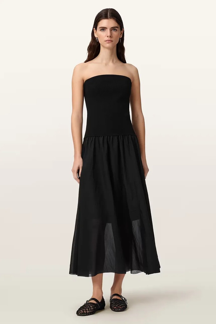 Oblečení AllSaints bodycon šaty s viskózou TEGAN W183DE černá
