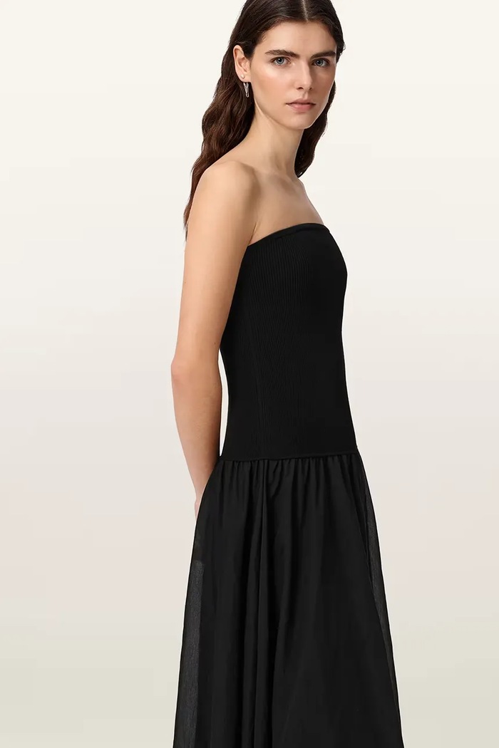 AllSaints bodycon šaty s viskózou TEGAN černá W183DE