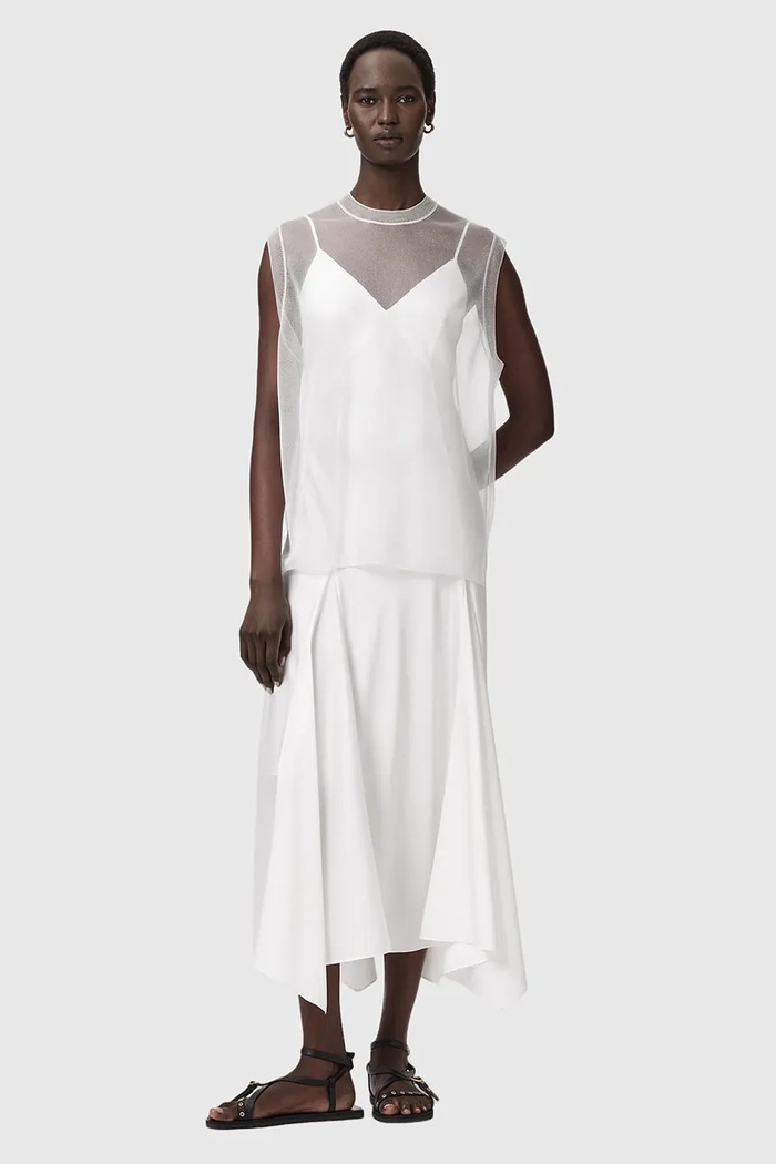 AllSaints rochie din denim AVA alb W167DE