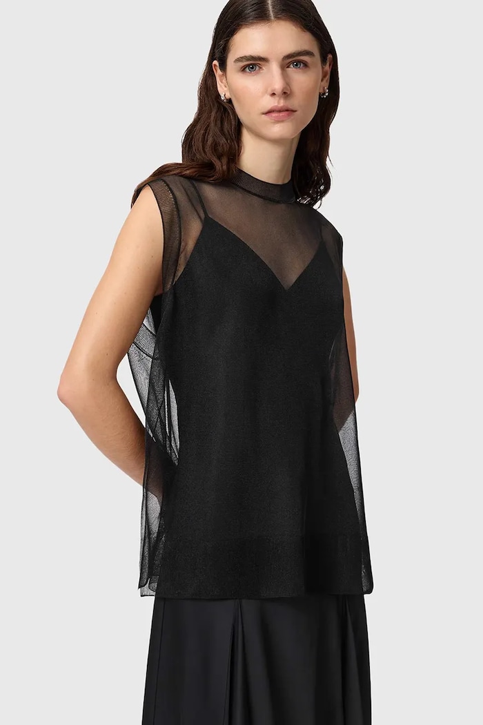 AllSaints rochie din denim AVA negru W167DE