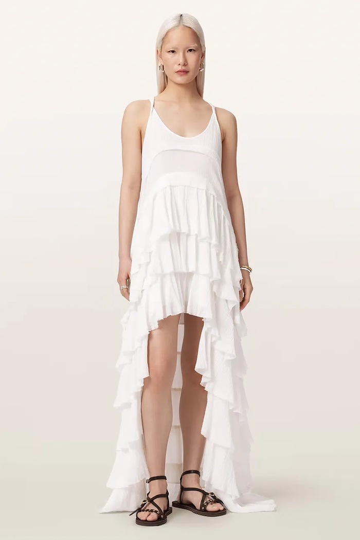 AllSaints sukienka bawełniana CAVARLY biały W163DE