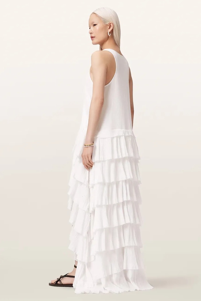 AllSaints sukienka bawełniana CAVARLY W163DE biały AW26