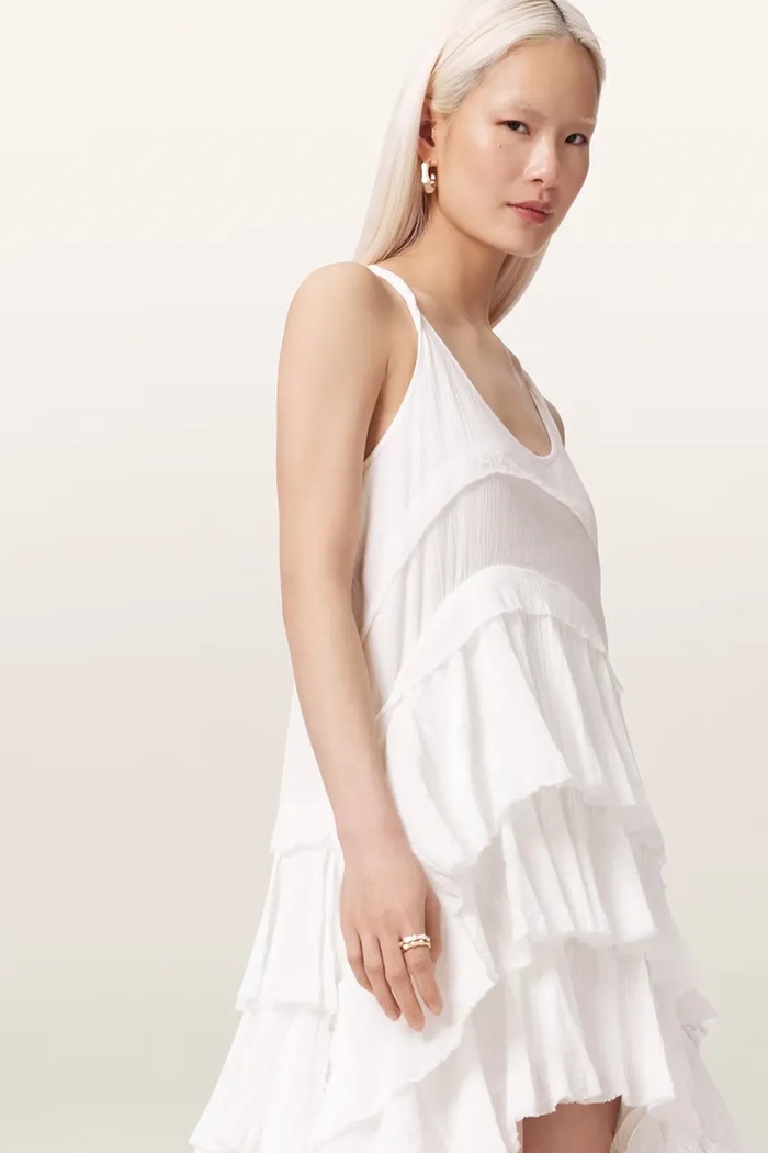 AllSaints sukienka bawełniana CAVARLY biały W163DE