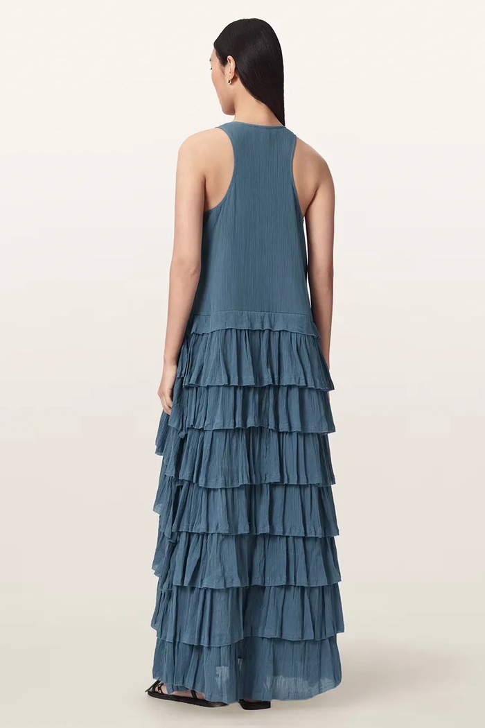 AllSaints sukienka bawełniana CAVARLY W163DE niebieski AW26