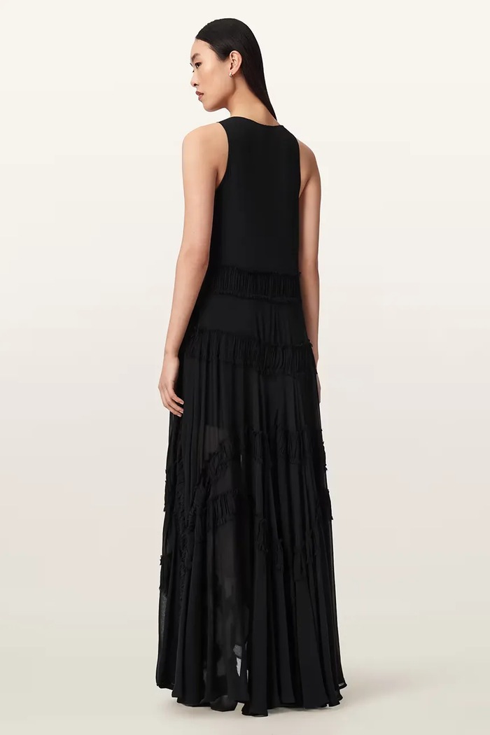 AllSaints rochie asimetrică din vâscoză DORINA W153DE negru AW26