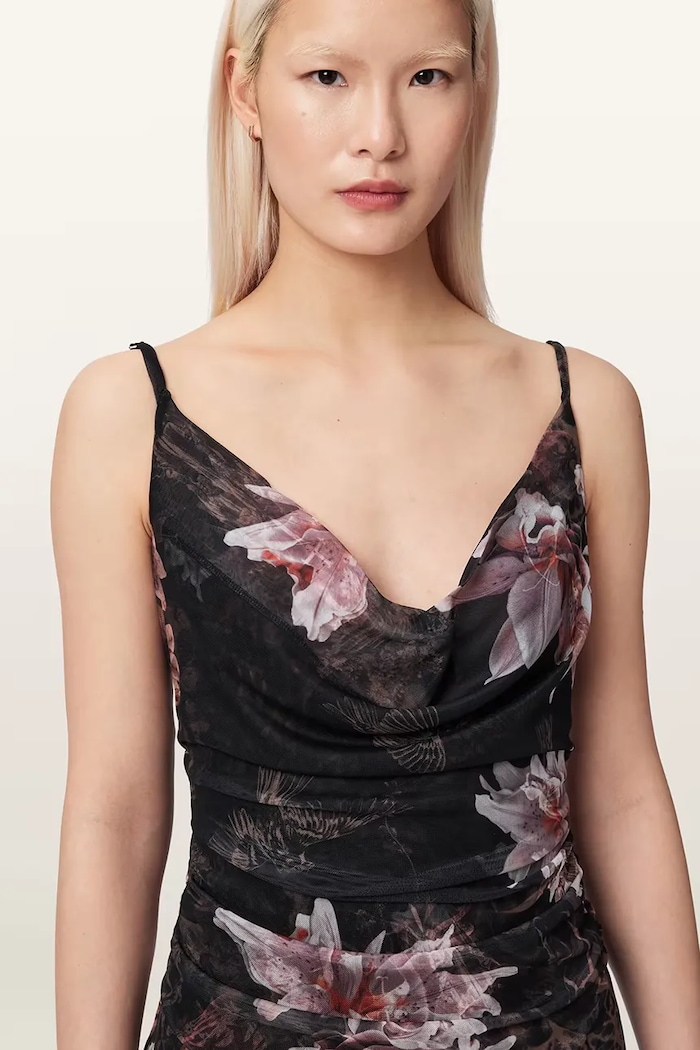 AllSaints rochie asimetrică BEA negru W126DE