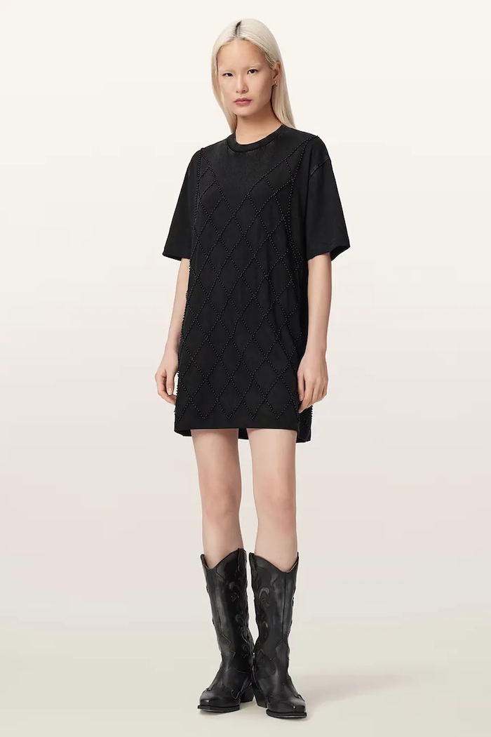 AllSaints vestito oversize in cotone DARCY W038DF nero AW26