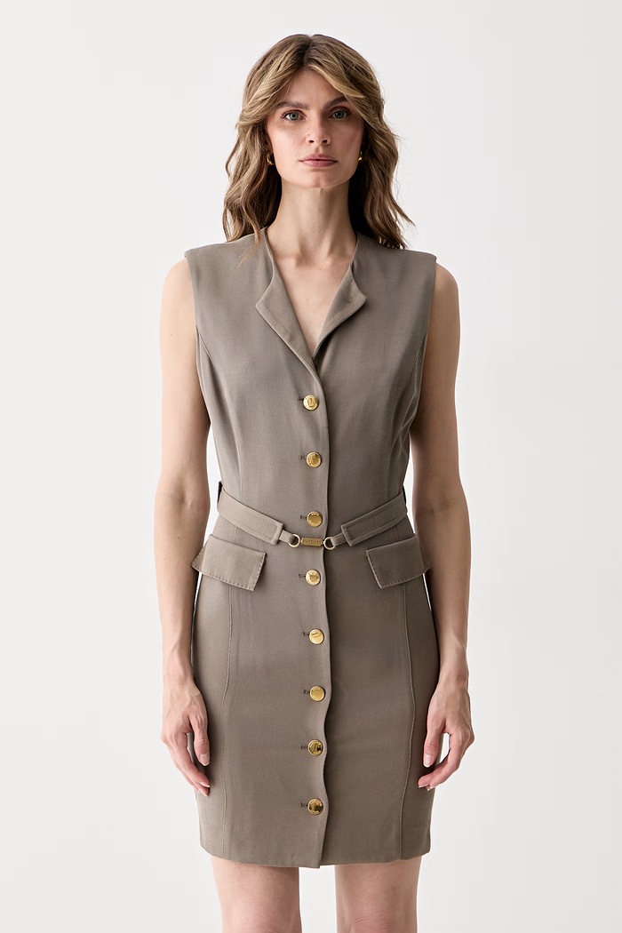 Marciano by Guess srajčna obleka z volno RASHIDA rjava G6YK29.W3213